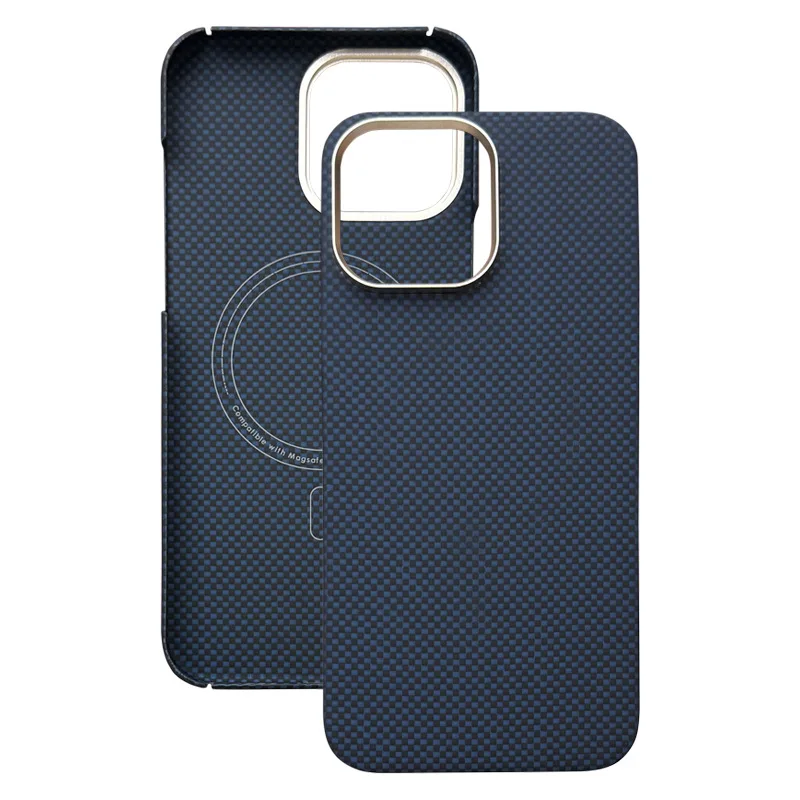 

Pure Carbon Fabric Fiber Aramid CaseFor iPhone 16 Pro Max Ultra thin Lightweight Protective Cover For iPhone 16 Pro Blue Capa