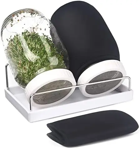 

Полный набор для проращивания ростков – 2 банки, крышки, чехлы и поддон для брокколи, люцерны – легко выращивайте ростки