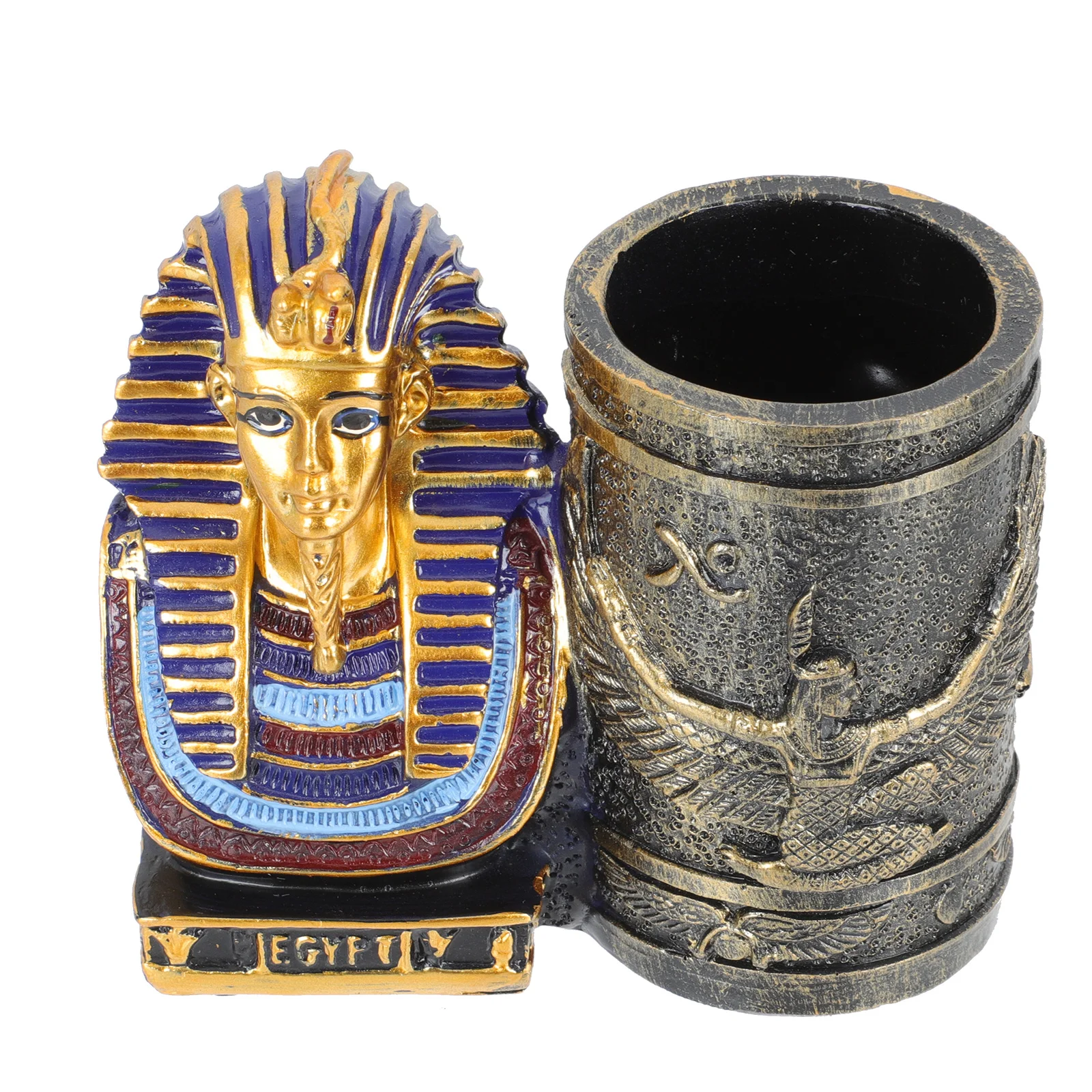 

1Pcs Resin Pharaoh Pen Holder Stylish Desktop Organizer for Pens Pencils Erasers Brush Storage Multi-Function Desk Accessory
