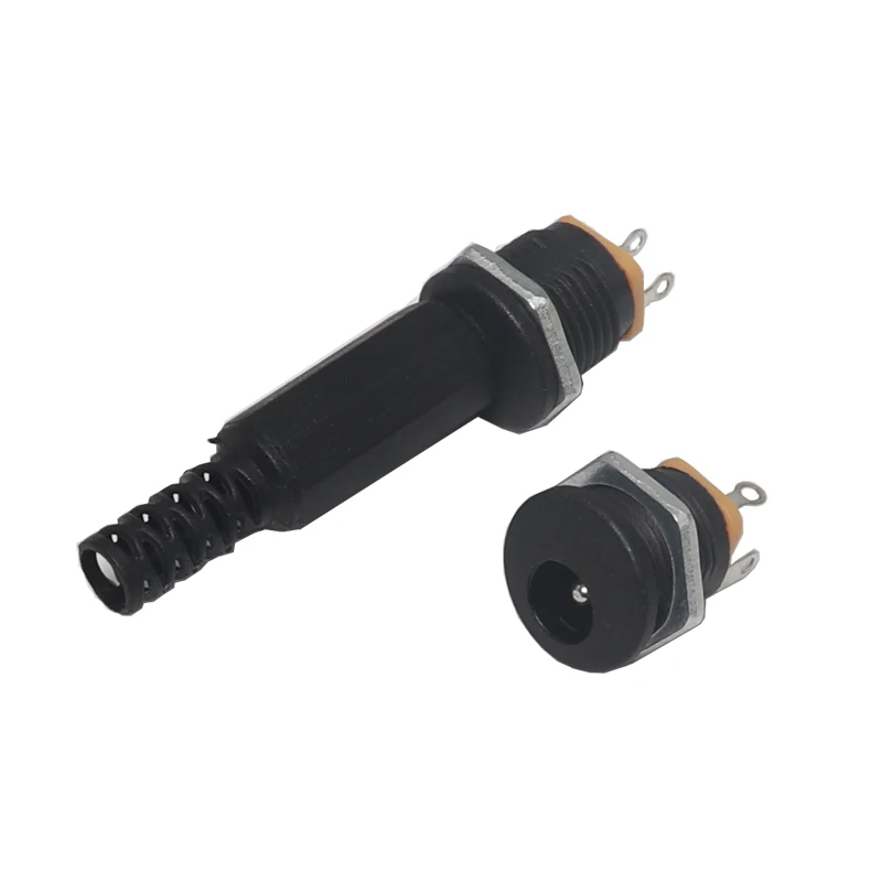 【10PCS】DC Socket With Nut 5.5x2.1/2.5mm DC Power Jack Socket Female Panel Connector DC-022