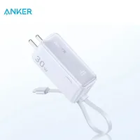Anker Power Bank USB C Charger Block 3-in-1 5,000mAh Portable Charger with Built-in USB-C Cable and Foldable CN Plug  A1636