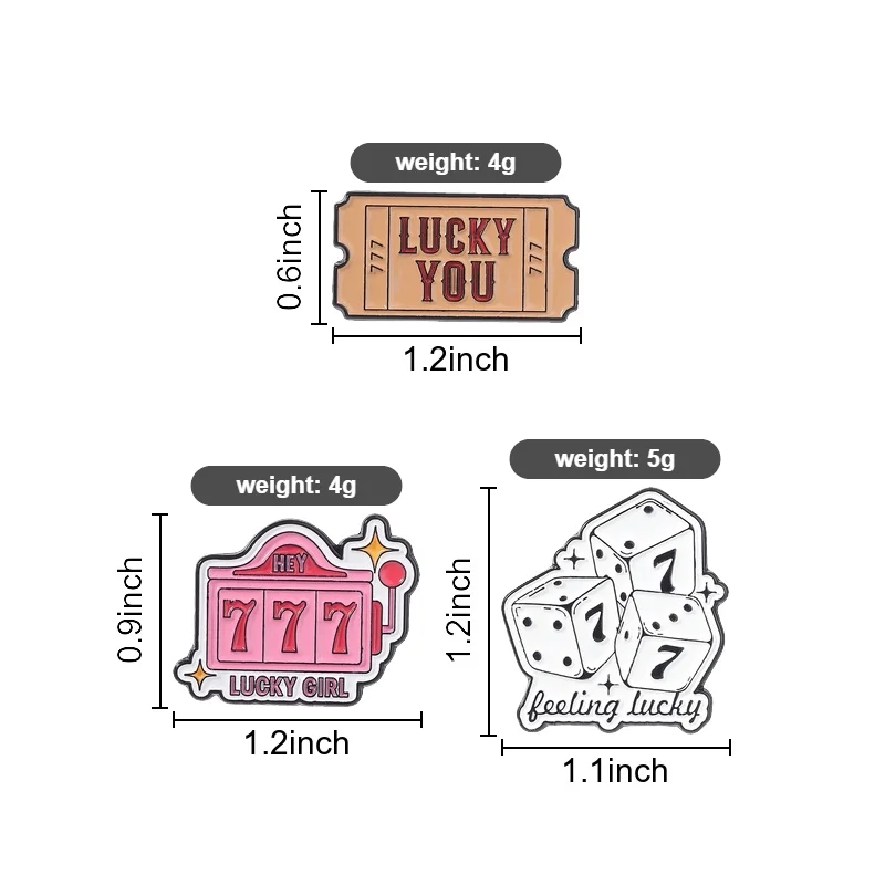 Lucky 7 Gambling Pin Vintage Jackpot Ticket and Seven Dot Dice Retro Cool Vibe for Luck Lovers Streetwear Everyday Decoration