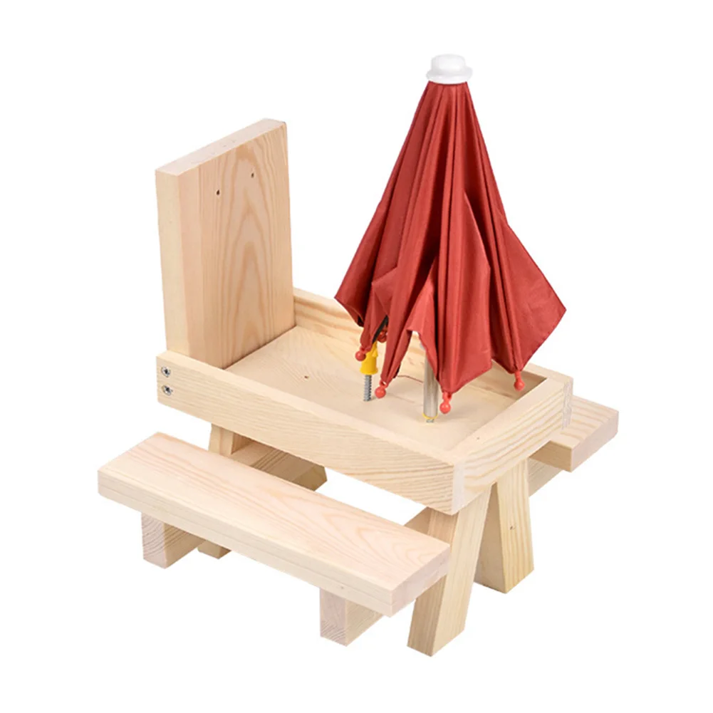 Charming Red Umbrella Wooden Squirrel Feeder Sturdy Construction Perfect for Attracting Various Wild Animals Year Round