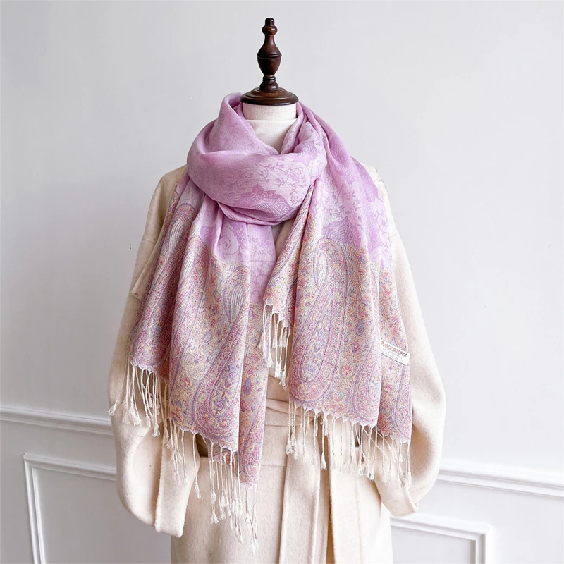 

Luxury Brand Autumn Cashmere Pashmina Shawl Lady Wrap Warm Silk Scarves Design Print Female Foulard Hijab Stoles Scarf 2025