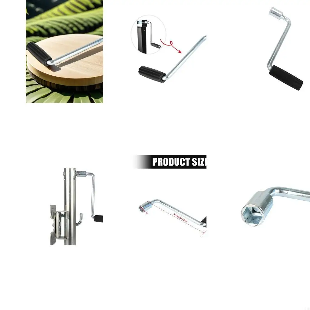 Iron Crank Handle for Travel Trailer Stabilizer Jacks Adjustment, with Angled Hand-Crank Hexagonal Socket End, and H9EE