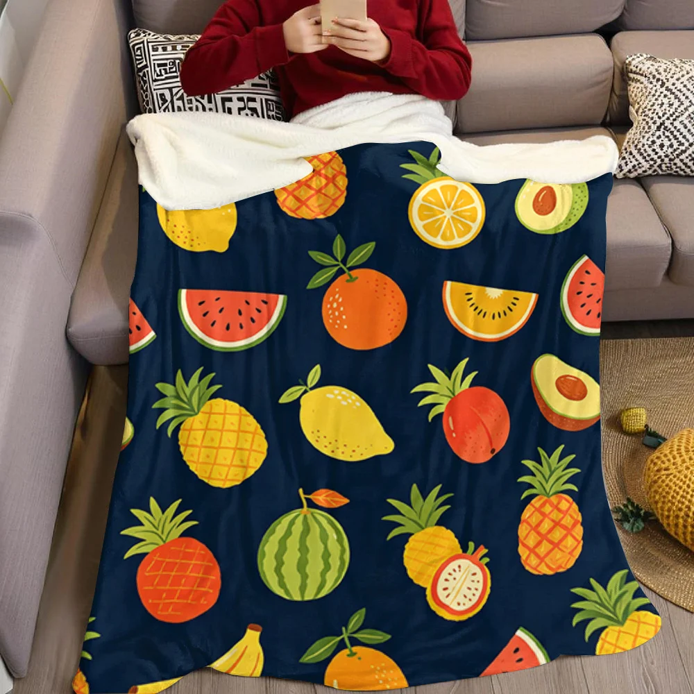 Tropical Fruits Medley Flannel Blanket Warm Soft Halloween Christmas All-Season Couch Decorative Cozy Warm Gift