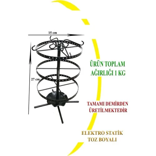 Naz Design Wrought Iron Rotary Küpelik 3 Layer Black