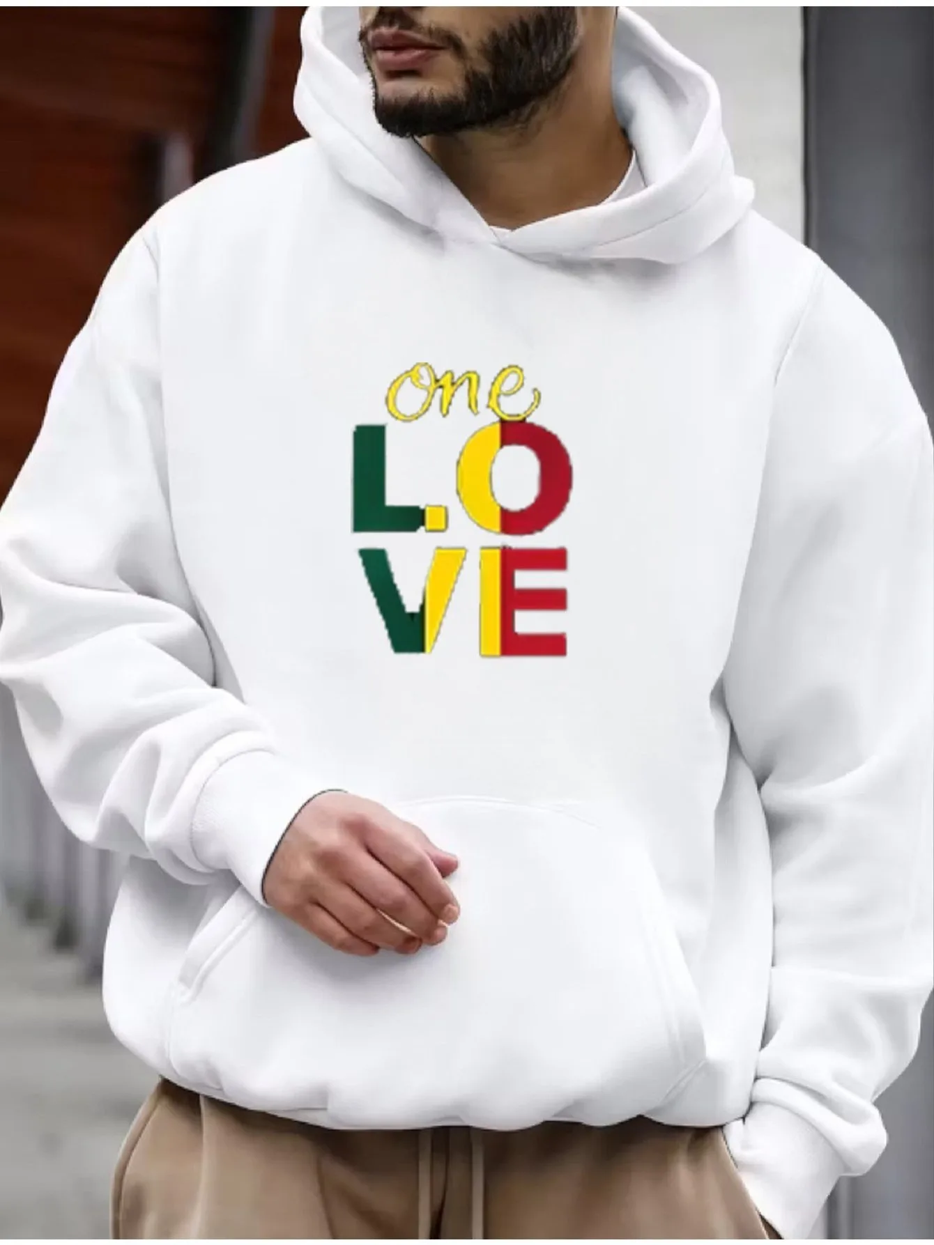 Men's Hoodie Sweater in Solid Color with Print Loose Fit for Spring, Autumn and Winter, Christmas Halloween Valentine's Thanksgiving Festive Streetwear, Soft Comfortable Versatile Casual Attire, Easy Care Machine Washable