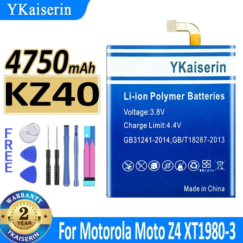 YKaiserin KZ40 Replacement Battery for Motorola Moto Z4 XT1980-3 Mobile Phone Batteries 4750mAh