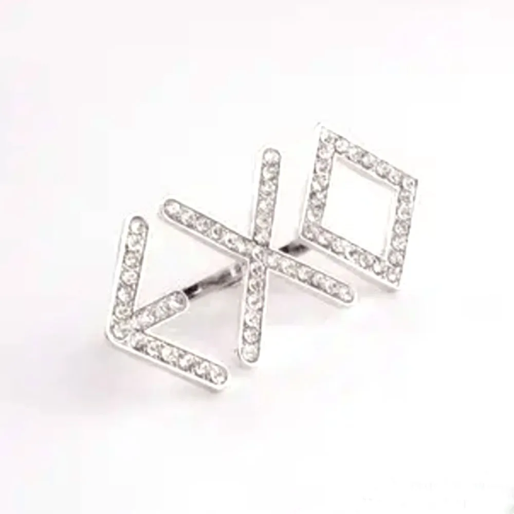 Fashion KPOP EXO-K EXO-M From Planet Member Alloy Ring New EXO Team LOGO Letter Rhinestone Double Ring.