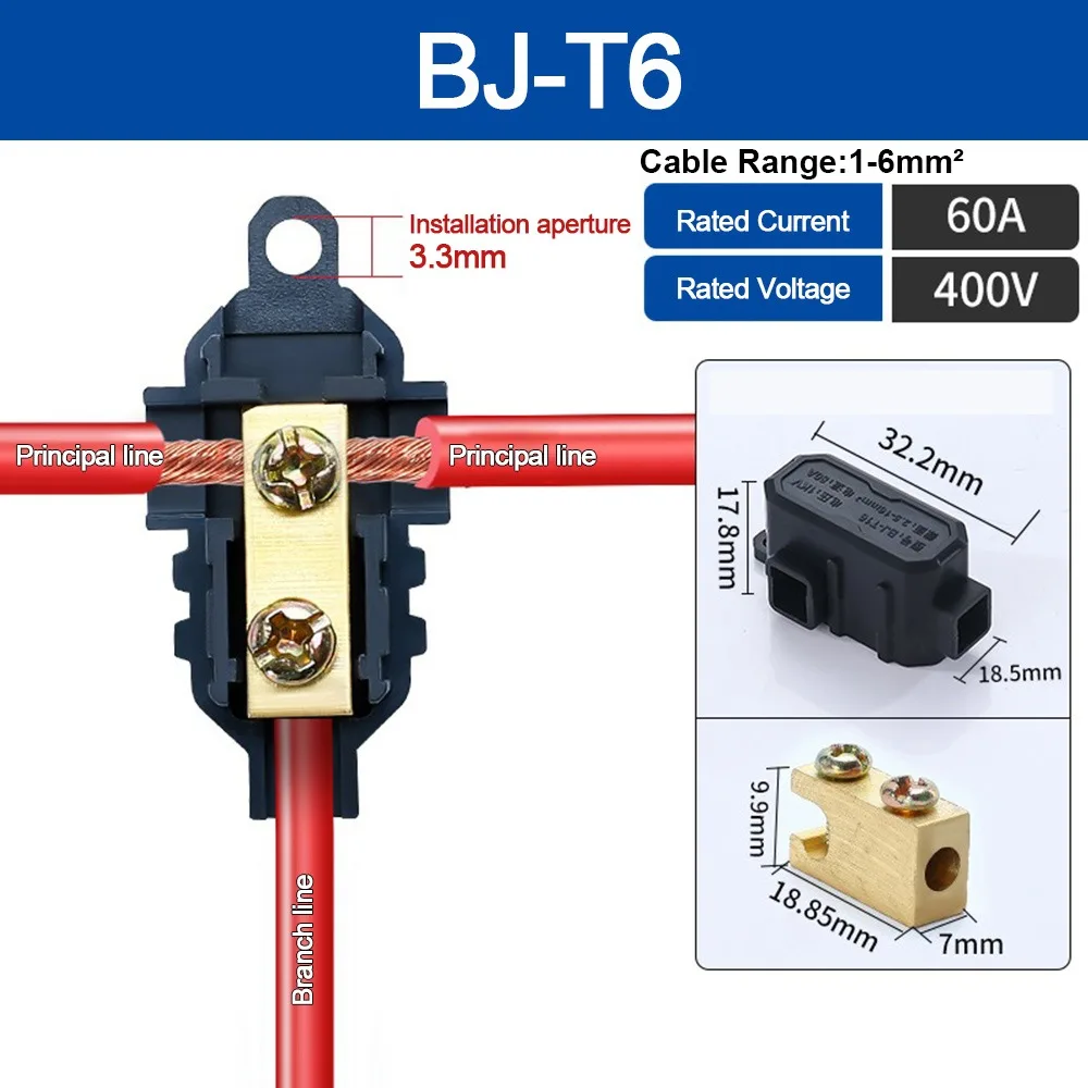 

High Power High Power Splitter Conductor Brass Black Quick Terminal Block Wire Connector Electrical