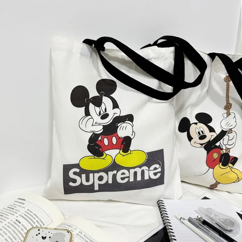 Disney Mickey Canvas Bag Large Capacity Female Student School Bag Tutorial Handbag Donald Duck Cute