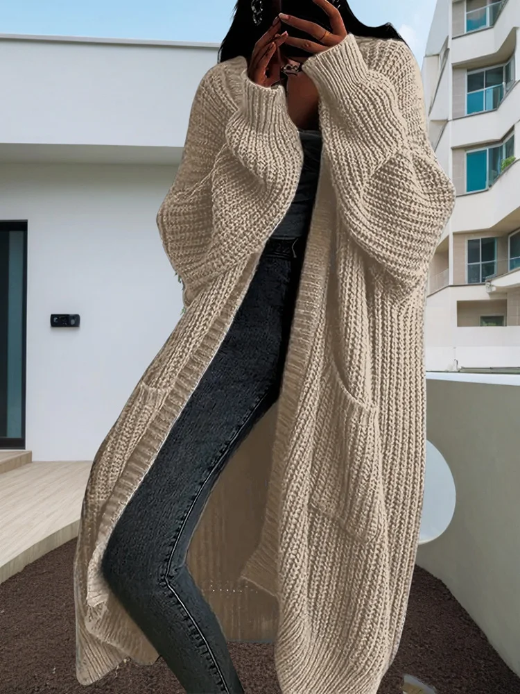 Vintage Sweater Full Sleeve Loose Warm Coat Autumn Winter Knitwear Female Outwear Long Sweaters Cardigan Women Casual Cardigans