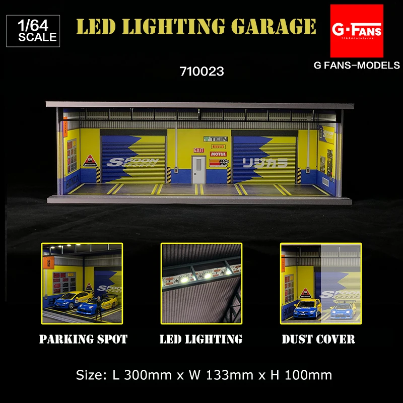 G-Fans 1:64 Assemble Diorama USB LED Lighting Garage Model Car Display Station with Dust Cover