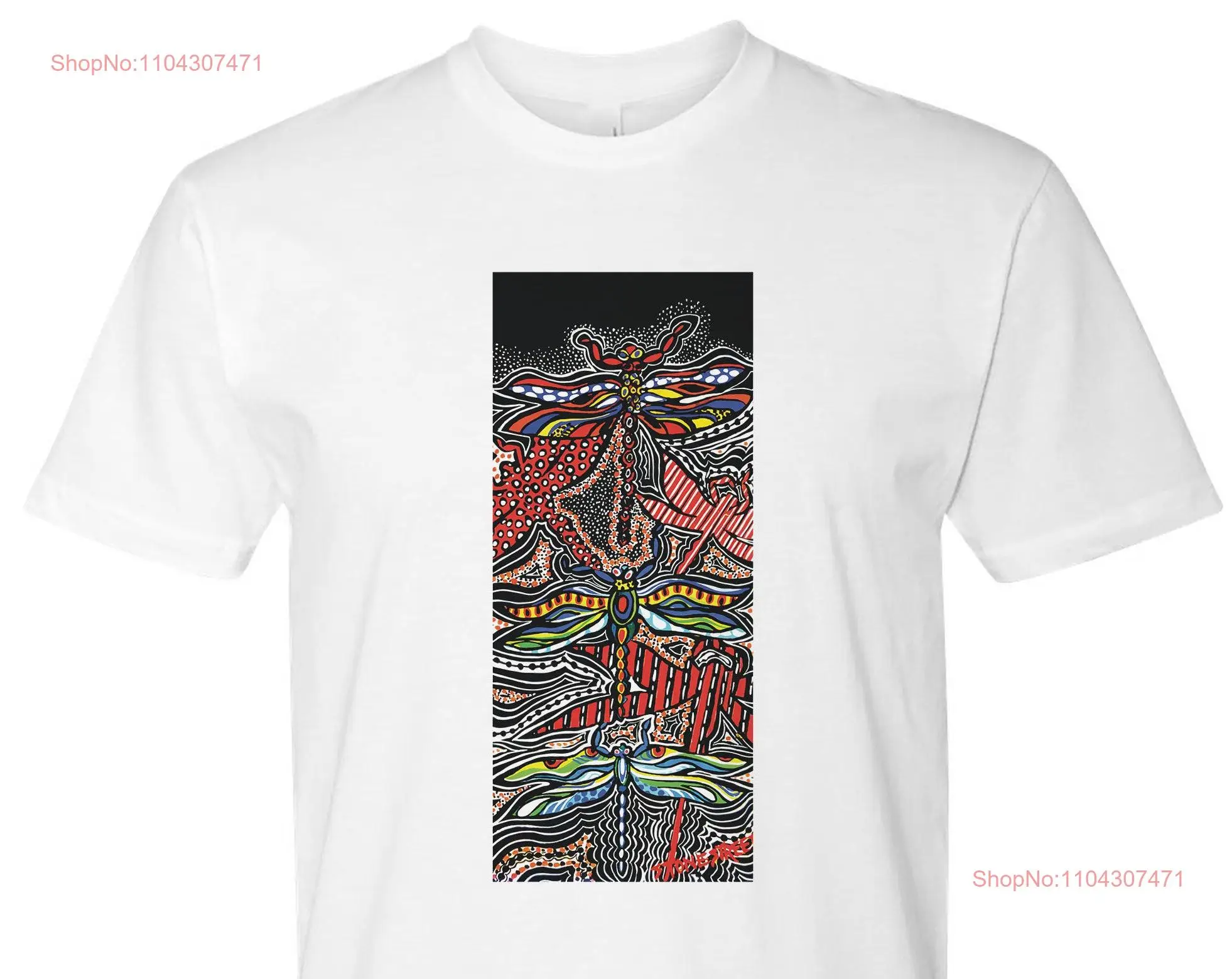 Dragonfly T Shirt DRAGONFLIES  Surreal Clothing Gender Neutral Men's ArT Wearable Painting long or short sleeves