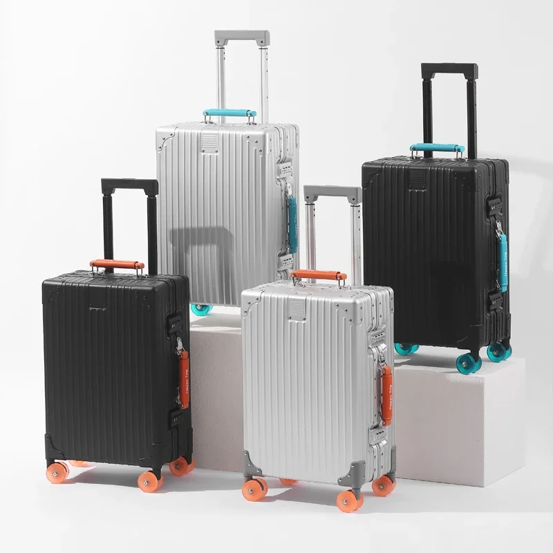 

Aluminum-magnesium Alloy Suitcase 20-inch Carry-on Luggage Sit-on Suitcase with Lock, 28-inch Telescopic Handle Rolling Luggage