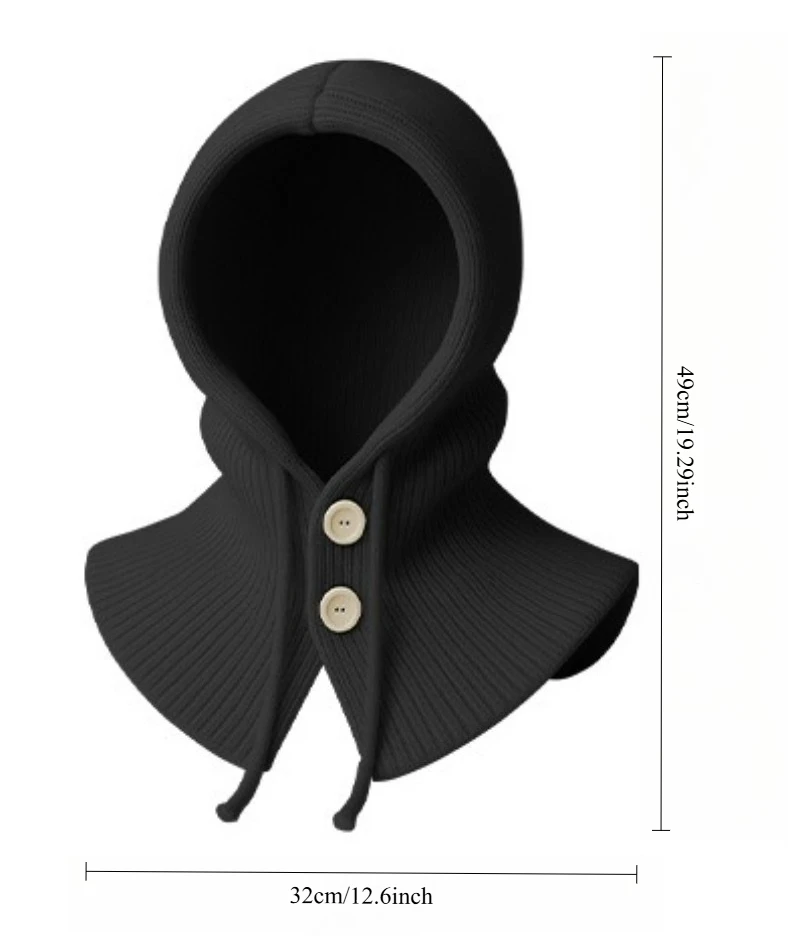 قبعة صوف دافئة قبعة رافا فضفاضة محيط الرأس الكبير محبوك قبعة هوديي وشاح متكامل ثنائي الغرض 2025 موضة الاتجاه