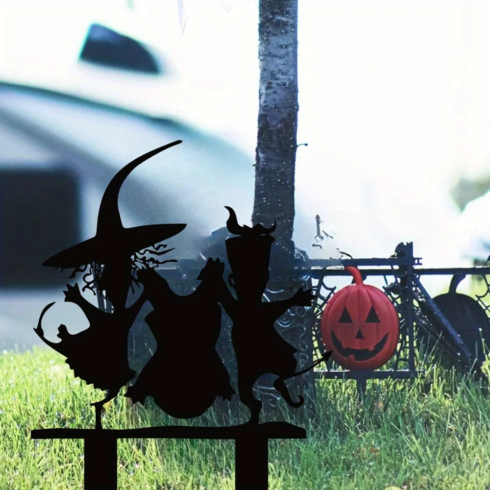 CIFBUY Metal Wall Decor Halloween Ghost Yard Sign Lock Vibration Bucket Design Outdoor Porch Garden Decoration