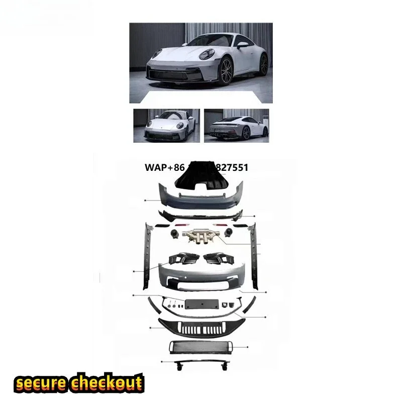Kit de Carrocería 911 GT3, Parachoques Delantero y Trasero para Porsche Carrera 911 992 2019-2024, Actualización a Kit de Carrocería 911 GT3