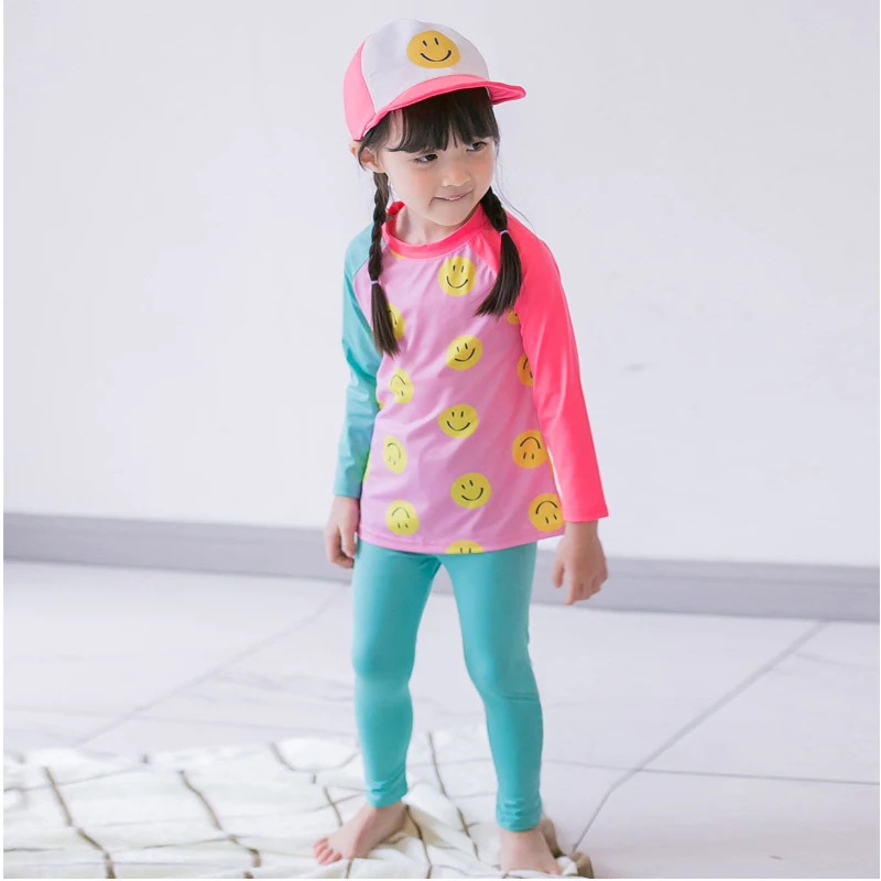 Kids split swimsuit girls long sleeves long pants quick drying breathable sun protection boy baby beach spa swimsuit