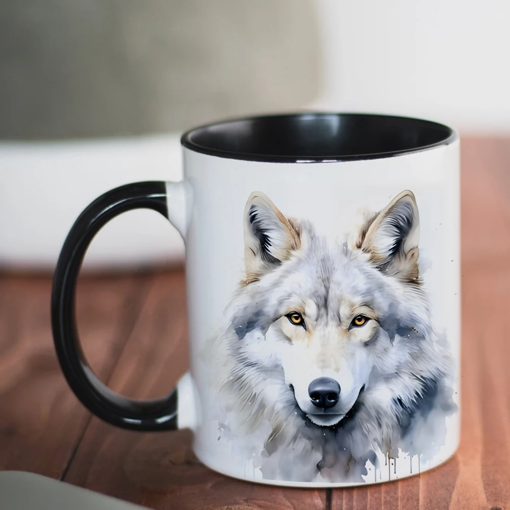 the king of forest wolf mug wolf lover friends birthday gift mug Painting  enthusiasts birthday gift - AliExpress 15