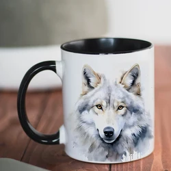 the king of forest wolf mug  wolf lover friends birthday gift mug Painting enthusiasts birthday gift
