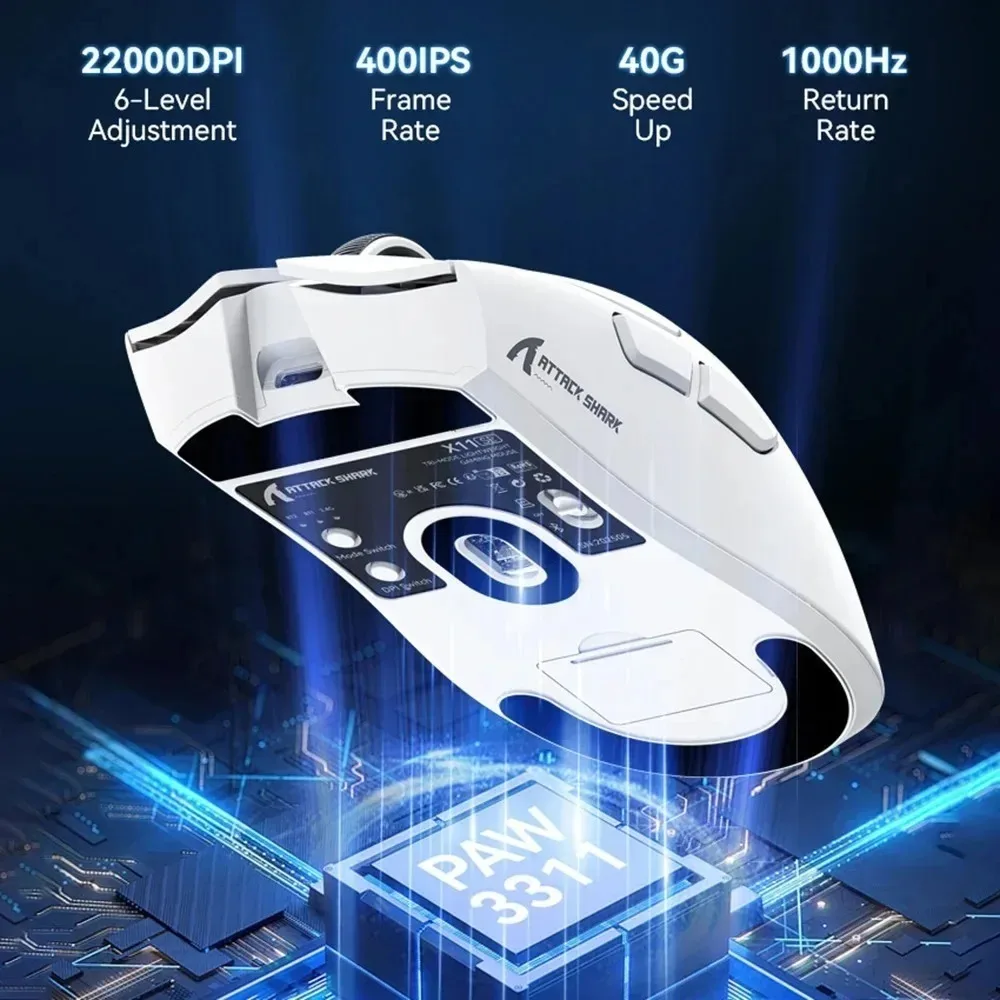 

ATTACK SHARK X11SE Mouse PAW3311 Tri-Mode Bluetooth Wireless Gamer Lightweight Ergonomics Low Latency Mouse Gaming Accessories