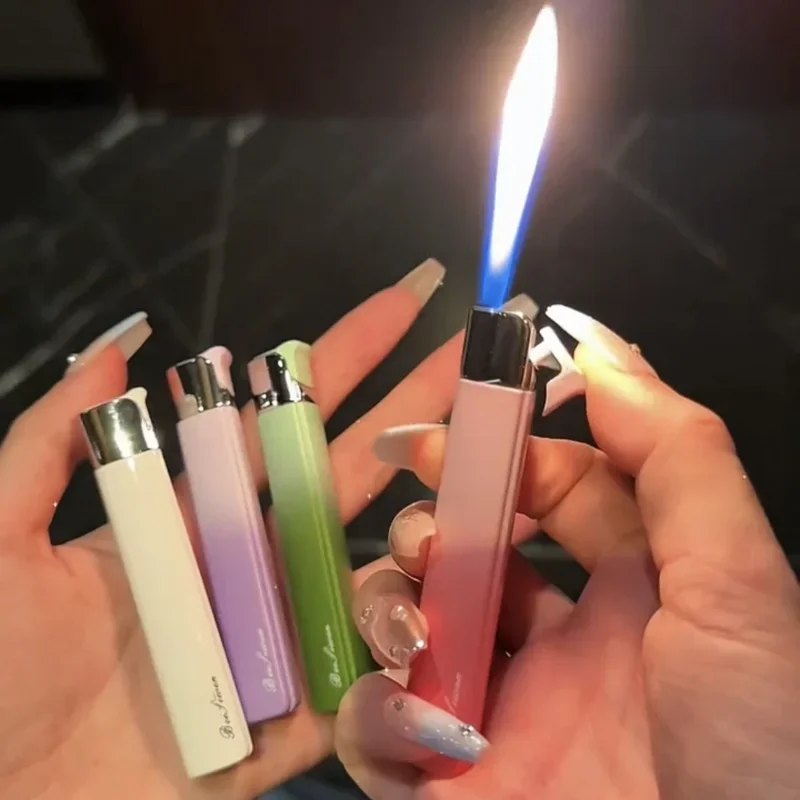 New Mini Gradient Inflatable Lighter Outdoor Portable Windproof High Beauty Lighter Cigarette Accessories Women Smoking Gift