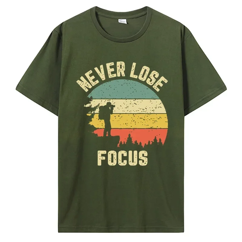 Camera Never Lose Attention Photography T-Shirt Tops Customized Cotton Men T Shirt Fitness Tees Funny Photographer TShirt