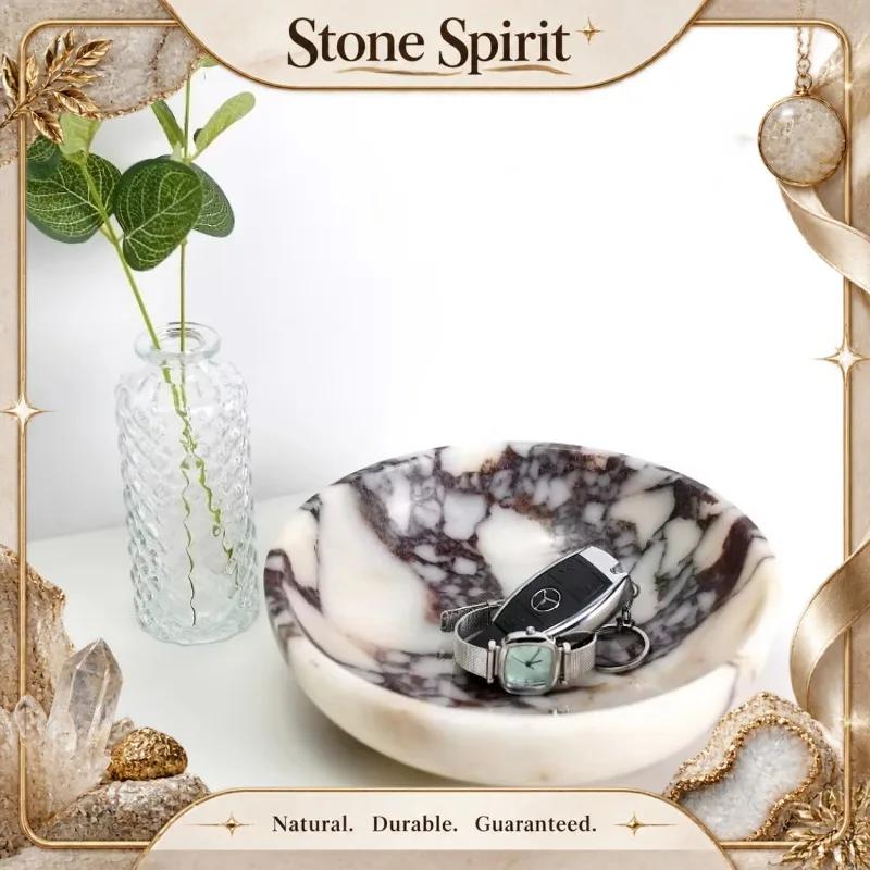 Light Luxury And Retro Natural Marble Home Living Room Groggery Fruit Snack Storage Bowl Jewelry And Jewelry A Mini Ornament