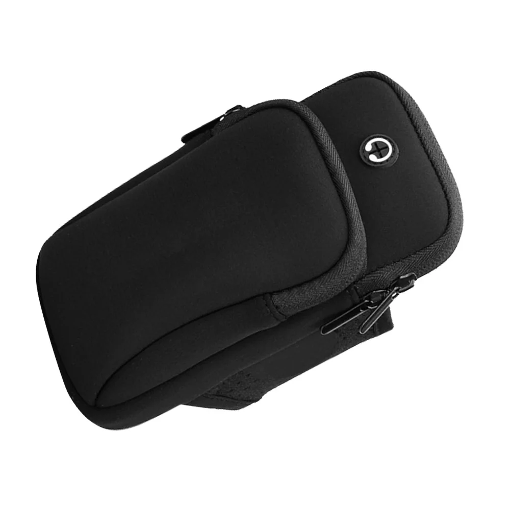 

Practical Phone Arm Bag for Outdoor Fitness Simple Water Resistant Fabric Storage Under 6 Inches Black Zip Earphone Hole