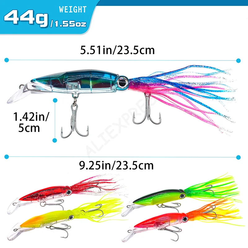 

Sea Fishing Long Noctilucent Shot Big Octopus Squid Bait Luya Bait Fake Bait With Beard Plastic Squid Bait Fishing Tools