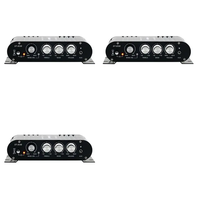 Amplificador de Potencia Hifi ABIJ-3X ST-838 de 2.1 Canales, 80Wx2, Sonido Estéreo con Salida para Subwoofer, Amplificador de Audio para el Hogar, Color Negro