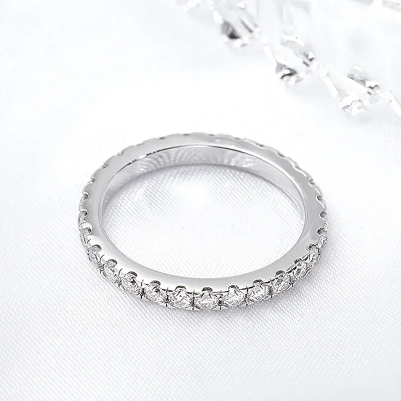 Smyoue-Anillo de moissanita de 0,9 CT para hombre y mujer, sortija de diamante de boda, 100%, 925, anillos apilables de plata maciza