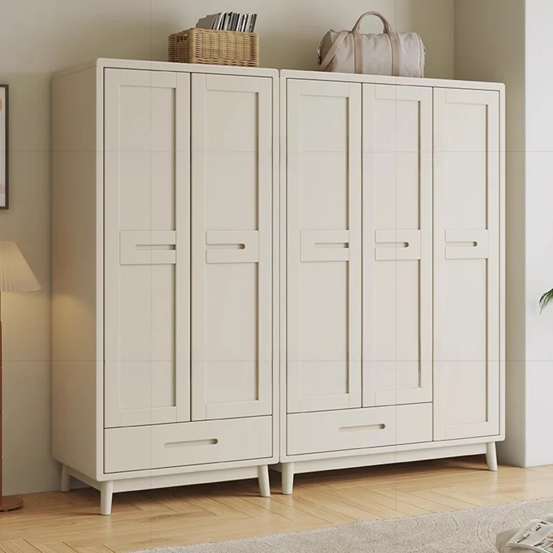 Room White Household Wardrobe Layered Simple French Three Door Wardrobe Small Apartment Roperos De Madera Bedroom Furniture