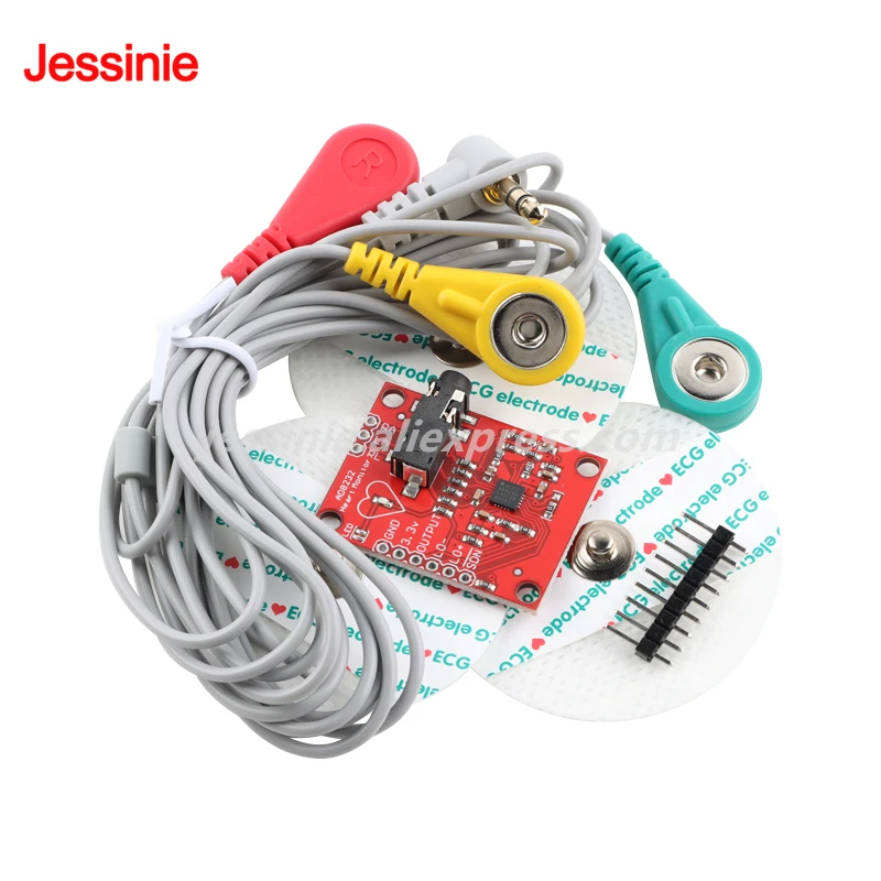 AD8232 Module ECG Measurement Pulse Heart Rate Monitor ECG Acquisition Monitoring ECG Sensor Electrode and Wire Kit