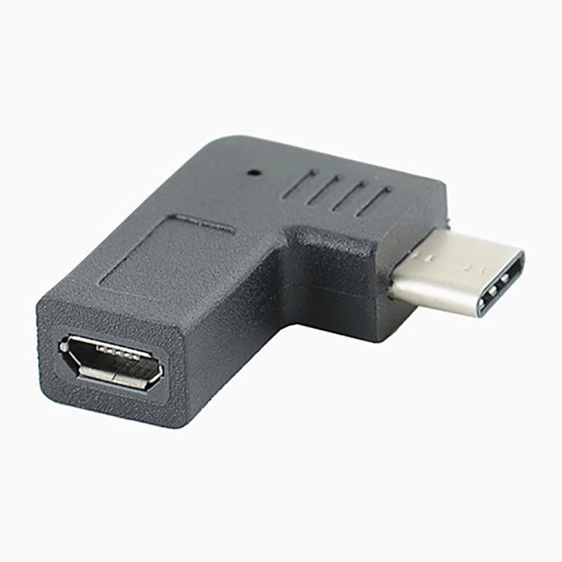 83CE 90 Degree Micro USB Input Type C Output Adapter Female to Male Connector Converter Support and Data Transfer