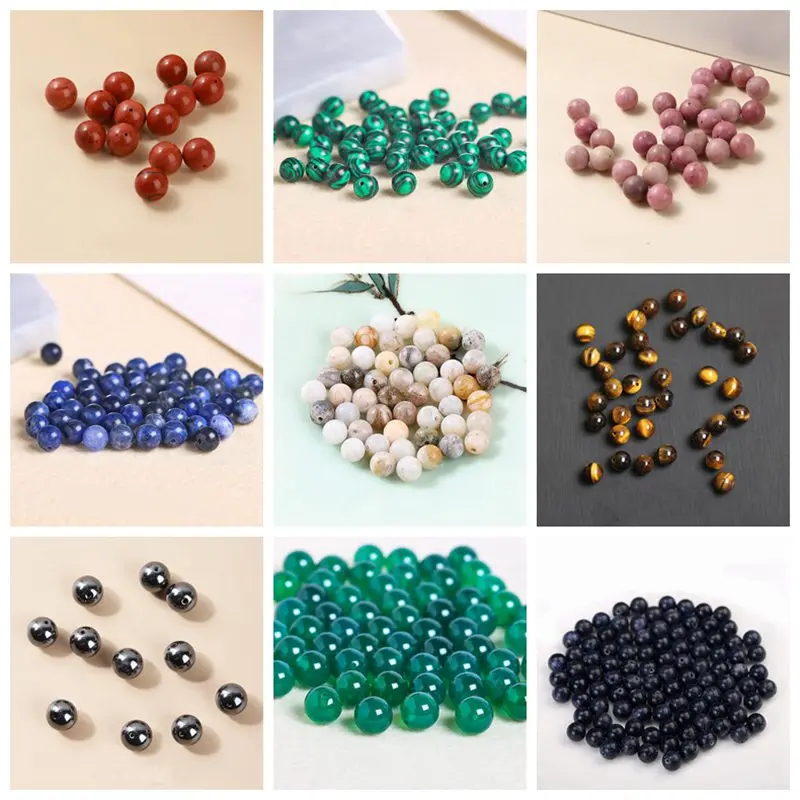 6-12mm Natural Half Hole Multicolor Color Stone Smooth Round Shape Loose Beads DIY Jewelry Accessories 25Pcs sk261