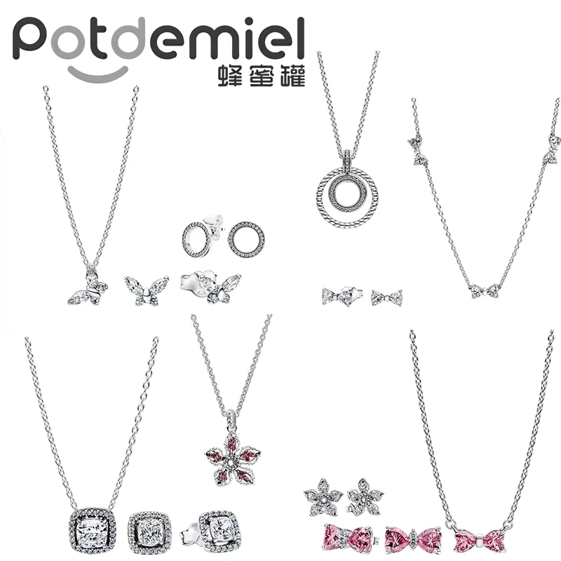 

925 silver pendant necklace - heart-shaped pendant base chain - suitable for women's jewelry sets