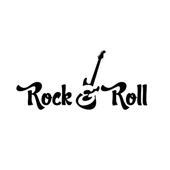 Rock N Roll Guitar Music Studio Cool Vinly Black/Silver Car Sticker 12.8CM*5.8CM