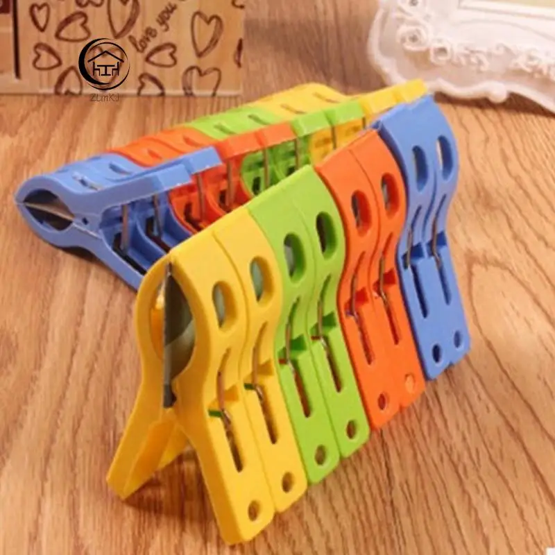 8Pcs/Set Large Plastic Hanger Clips Windproof Beach Towel Clothes Pegs Powerful Spring Clamp Clothespin Organizers