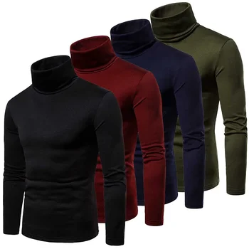 Autumn Winter Mens Turtleneck Sweaters Casual Thermal Long Sleeve Slim Fit Pullovers Stretch Basic Tops Sweatshirt Jumper TShirt 2