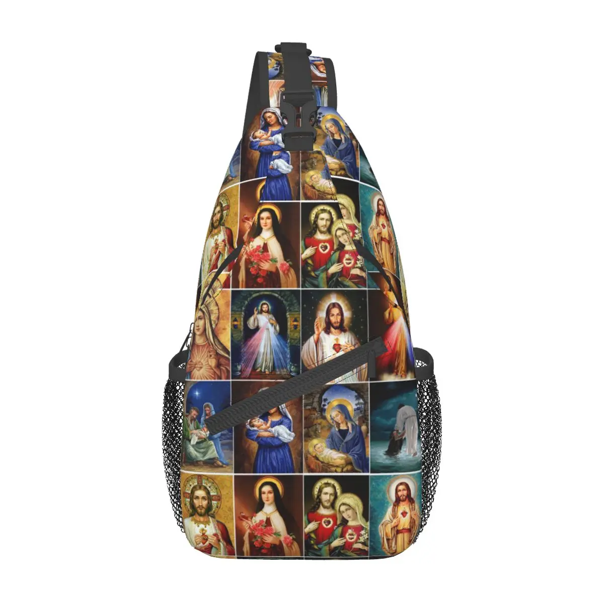 Jesus Virgin Mary Cross body Schulter taschen für Brusttasche Christian katholischen Schulter rucksack Tages rucksack zum Wandern im Freien Radfahren