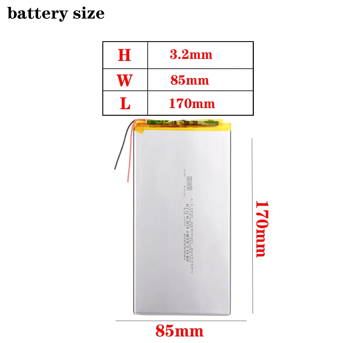 3285170 3.7V 6000mAh Liter energy battery Polymer Lithium ion Battery For Tablet PC 7 inch 8 inch 9inch Accumulator