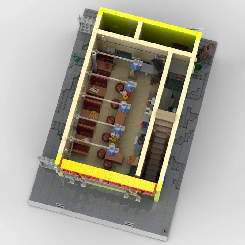 Modelo de vista de calle animada, bloques de construcción Moc, tecnología de casa de hamburguesas, bloques modulares, regalos, juguetes de Navidad, conjuntos DIY de montaje