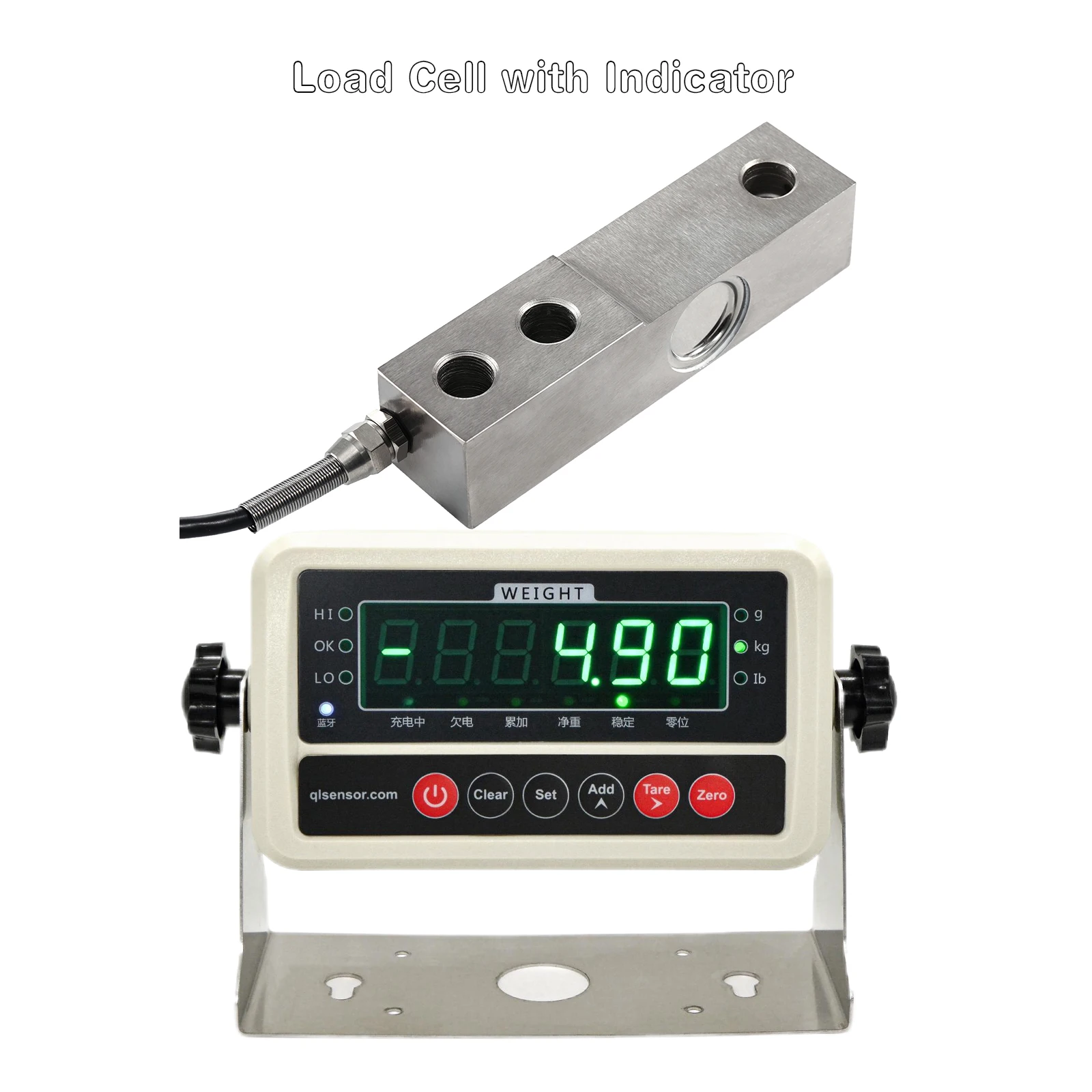 Beam Type Load Cell Sensor with Digital Readout Display, Weight Scale Sensor, Rechargeable Bluetooth Indicator