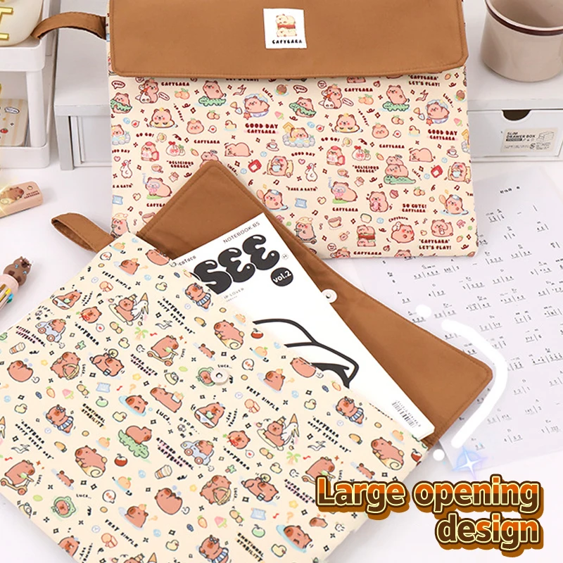 Imagem -02 - Grande Capacidade Cute Capella Print File Folder Bolsa Portátil dos Desenhos Animados Mini Bolsa de Armazenamento Bolsa de Documento Lavável Criativo