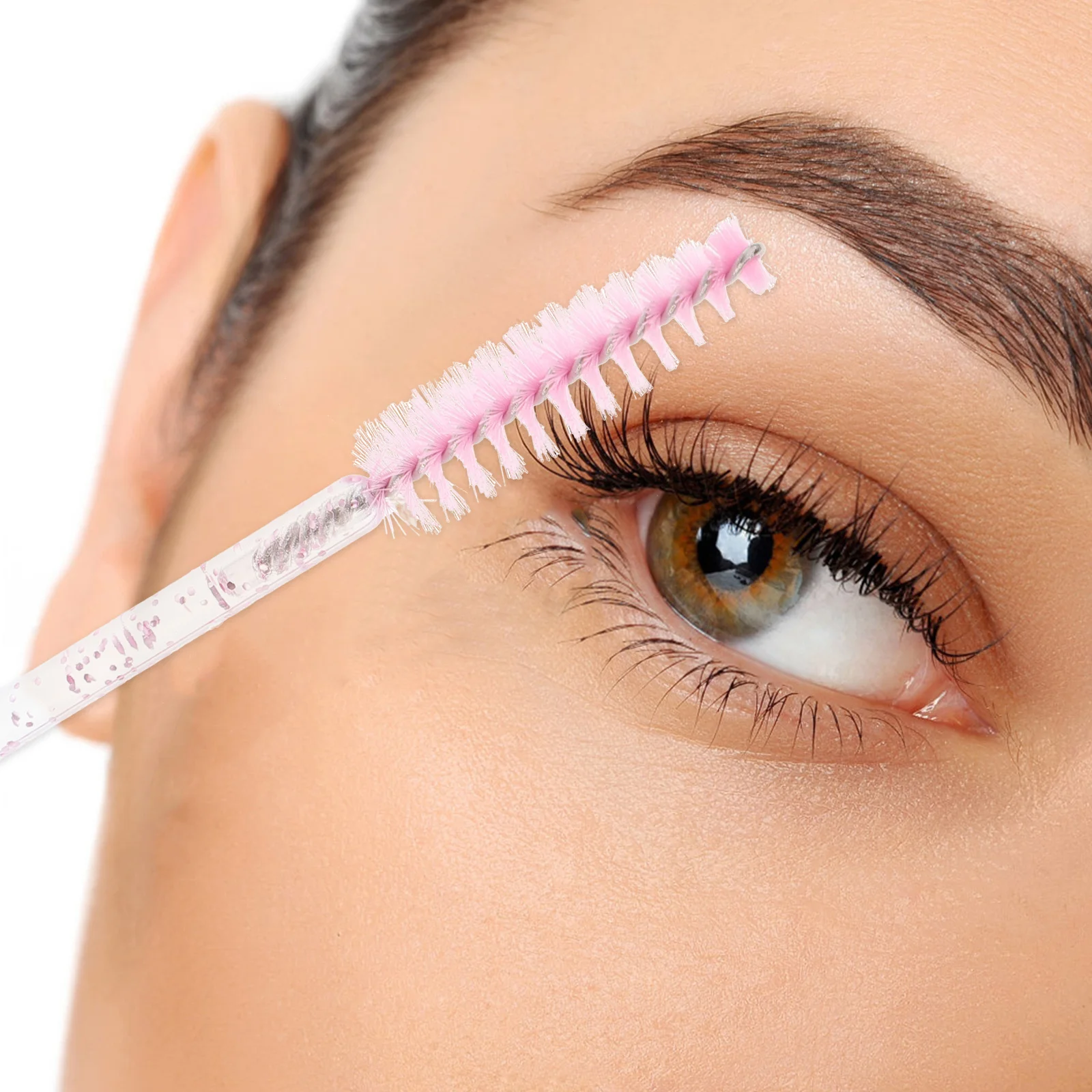 

10Pcs Eyelash Brushes Fiber PP Rhinestone Material Lightweight Safe Colorful Decorative Design for Home Store Use Pipe Packaging