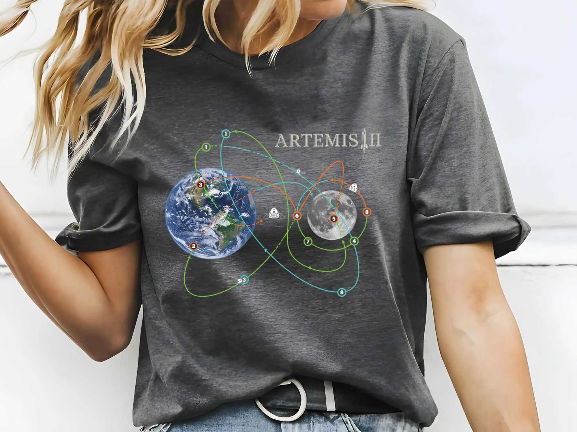 Artemis II 2026 Rocket Launch Print T-shirt Men's and Women's Summer Cotton Clothing Casual Comfortable Short Sleeve T-shirt