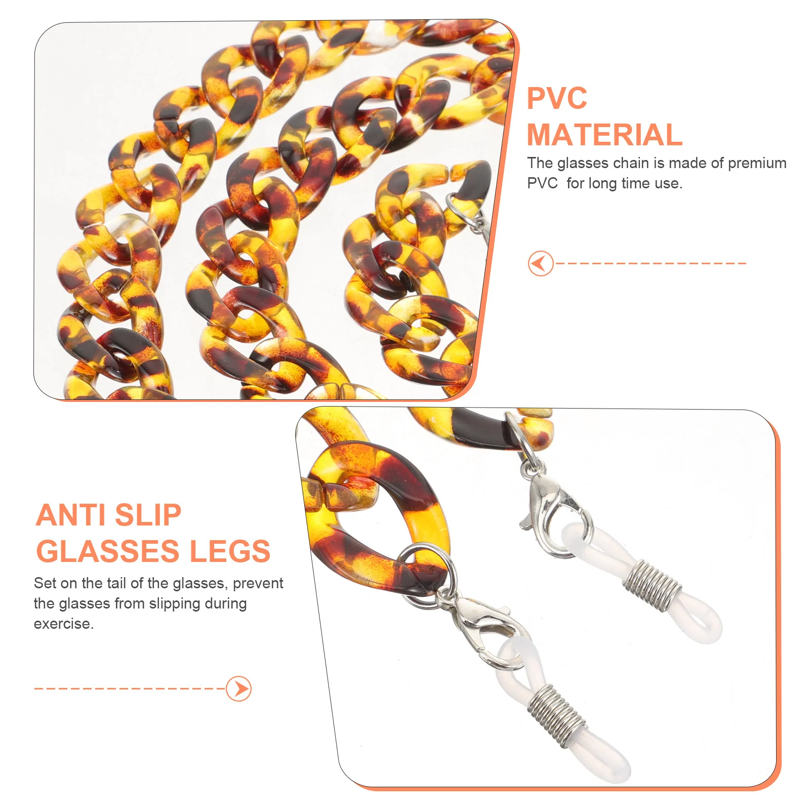 

Universal Anti-Slip Tortoise Shell Texture Eyeglass Chain Brown Sunglasses Neck Strap for Men Women Secure Fit Rope Lanyard